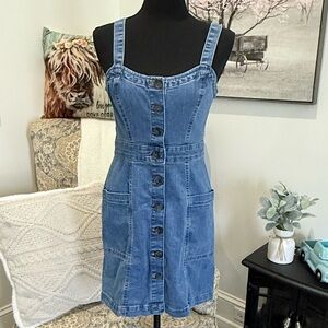 Aeropostale Blue Denim Sheath Mini Dress Sleeveless Square Neck